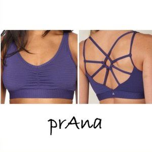 PrAna Dreaming sports bra indigo stripes xs NWOT